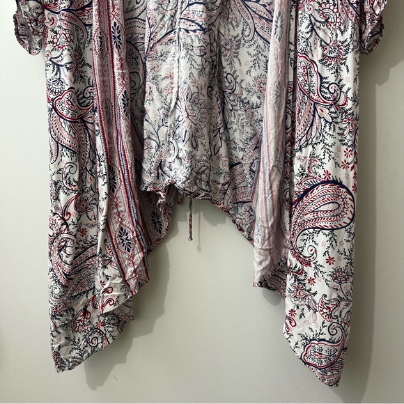 Knox Rose Boho Open Front Lace-Up Back 100% Rayon Kimono - Picture 5 of 8